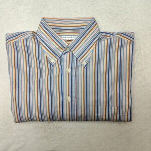 Bullock & Jones Shirt Mens L Blue Striped Classic Button-Down Long Sleeve USA